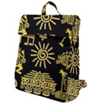 Maya Style Gold Linear Totem Icons Flap Top Backpack