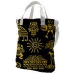 Maya Style Gold Linear Totem Icons Canvas Messenger Bag