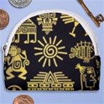 Maya Style Gold Linear Totem Icons Horseshoe Style Canvas Pouch