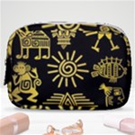 Maya Style Gold Linear Totem Icons Make Up Pouch (Small)