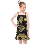 Maya Style Gold Linear Totem Icons Kids  Overall Dress