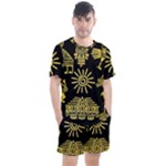 Maya Style Gold Linear Totem Icons Men s Mesh T-Shirt and Shorts Set