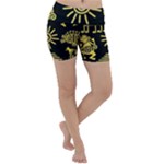 Maya Style Gold Linear Totem Icons Lightweight Velour Yoga Shorts