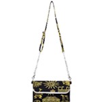 Maya Style Gold Linear Totem Icons Mini Crossbody Handbag