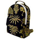 Maya Style Gold Linear Totem Icons Flap Pocket Backpack (Small)