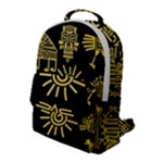 Maya Style Gold Linear Totem Icons Flap Pocket Backpack (Large)