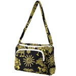 Maya Style Gold Linear Totem Icons Front Pocket Crossbody Bag