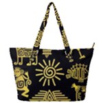 Maya Style Gold Linear Totem Icons Full Print Shoulder Bag