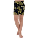 Maya Style Gold Linear Totem Icons Kids  Lightweight Velour Capri Yoga Leggings
