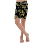 Maya Style Gold Linear Totem Icons Kids  Lightweight Velour Cropped Yoga Leggings