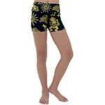 Maya Style Gold Linear Totem Icons Kids  Lightweight Velour Yoga Shorts