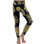 Maya Style Gold Linear Totem Icons Kids  Lightweight Velour Classic Yoga Leggings