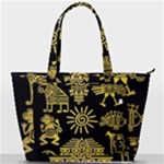 Maya Style Gold Linear Totem Icons Back Pocket Shoulder Bag 