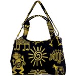 Maya Style Gold Linear Totem Icons Double Compartment Shoulder Bag