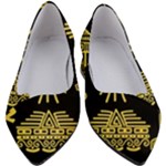 Maya Style Gold Linear Totem Icons Women s Block Heels 