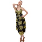 Maya Style Gold Linear Totem Icons Layered Bottom Dress