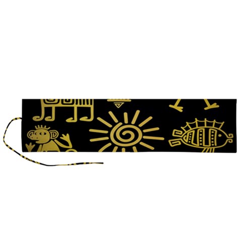 Maya Style Gold Linear Totem Icons Roll Up Canvas Pencil Holder (L) from ArtsNow.com