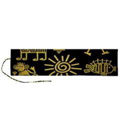 Maya Style Gold Linear Totem Icons Roll Up Canvas Pencil Holder (L) from ArtsNow.com