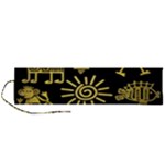 Maya Style Gold Linear Totem Icons Roll Up Canvas Pencil Holder (L)