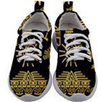 Maya Style Gold Linear Totem Icons Kids Athletic Shoes