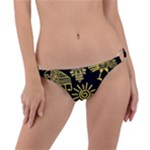 Maya Style Gold Linear Totem Icons Ring Detail Bikini Bottoms