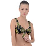 Maya Style Gold Linear Totem Icons Front Tie Bikini Top