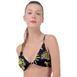 Maya Style Gold Linear Totem Icons Knot Up Bikini Top