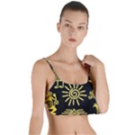 Maya Style Gold Linear Totem Icons Layered Top Bikini Top 