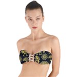 Maya Style Gold Linear Totem Icons Twist Bandeau Bikini Top