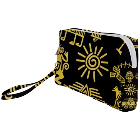 Maya Style Gold Linear Totem Icons Wristlet Pouch Bag (Small) from ArtsNow.com
