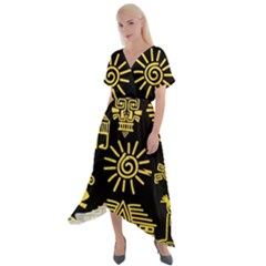 Cross Front Sharkbite Hem Maxi Dress 