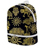 Maya Style Gold Linear Totem Icons Zip Bottom Backpack