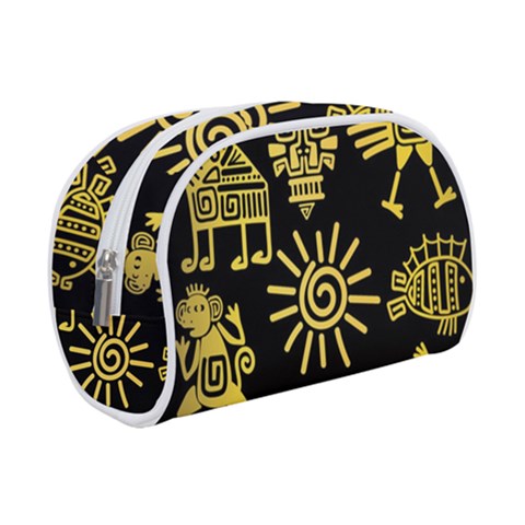 Maya Style Gold Linear Totem Icons Make Up Case (Small) from ArtsNow.com