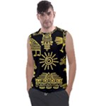 Maya Style Gold Linear Totem Icons Men s Regular Tank Top