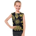 Maya Style Gold Linear Totem Icons Kids  Mesh Tank Top