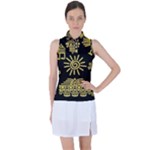 Maya Style Gold Linear Totem Icons Women s Sleeveless Polo T-Shirt