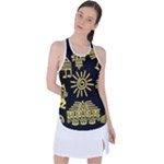 Maya Style Gold Linear Totem Icons Racer Back Mesh Tank Top