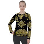 Maya Style Gold Linear Totem Icons Women s Pique Long Sleeve T-Shirt