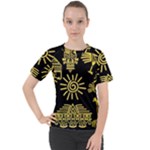 Maya Style Gold Linear Totem Icons Women s Sport Raglan T-Shirt