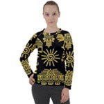 Maya Style Gold Linear Totem Icons Women s Long Sleeve Raglan T-Shirt