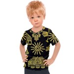 Maya Style Gold Linear Totem Icons Kids  Sports T-Shirt