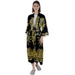 Maya Style Gold Linear Totem Icons Maxi Satin Kimono
