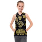 Maya Style Gold Linear Totem Icons Kids  Sleeveless Hoodie