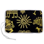Maya Style Gold Linear Totem Icons Pen Storage Case (M)