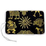 Maya Style Gold Linear Totem Icons Pen Storage Case (L)