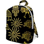 Maya Style Gold Linear Totem Icons Zip Up Backpack