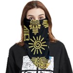 Maya Style Gold Linear Totem Icons Face Covering Bandana (Triangle)