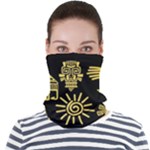 Maya Style Gold Linear Totem Icons Face Seamless Bandana (Adult)