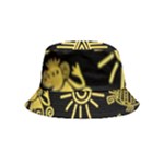 Maya Style Gold Linear Totem Icons Inside Out Bucket Hat (Kids)