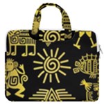 Maya Style Gold Linear Totem Icons MacBook Pro 13  Double Pocket Laptop Bag